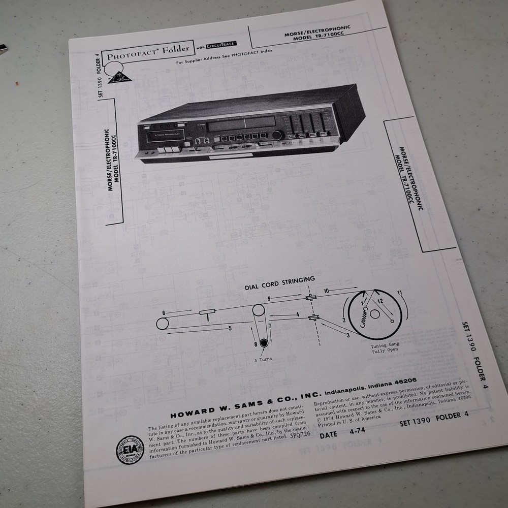 MORSE/ELECTROPHONIC TR-7100CC Stereo Receiver Manual 1974 PHOTOFACТ