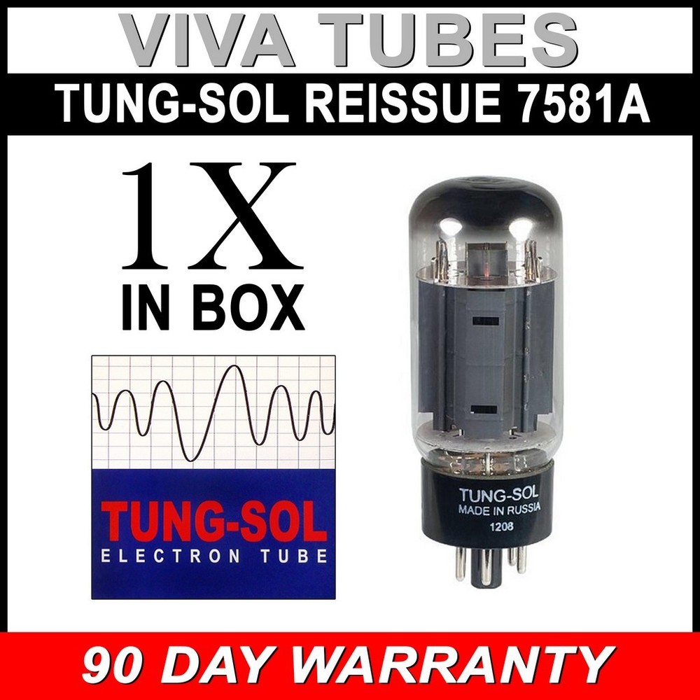 Brand New Tung-Sol Reissue 7581A KT66 Plate Current Tested Vacuum Tube