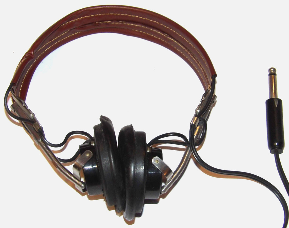 WWII MURDOCK TYPE P-23 AVIATION HEADPHONES! HB-7 HEADBAND! 1/4″ PLUG/RUBBER PAD