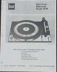 DUAL 1219 Turntable Service Manual Photocopy