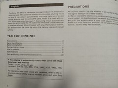Sony AN-300 FM Antenna Owners Manual Original