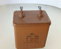 2 x 10uF 400V 10% MBGO MATCHED PAIR Soviet Paper Oil PIO Capacitor MBGO-2 NEW