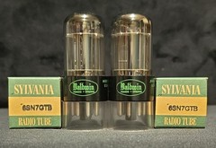 SYLVANIA 6SN7 GTB TUBE 1959 CHROME TOPPED HALO BLACK PLATES MATCHING SET