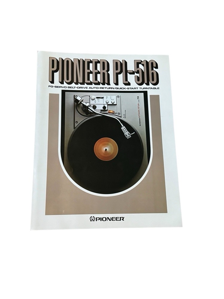 Vintage Pioneer PL-516 Turntable Brochure FG Servo Belt Drive Auto Return Audio