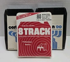 Lot Of 3 Sealed Blank 8 Track Tapes Certron 90 (2 ) Realistic 80 (1) NOS