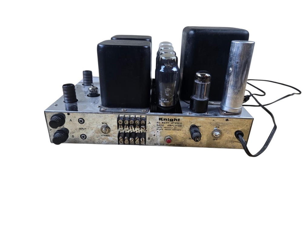 Knight KB-85 Tube Amplifier Powers On w/ 1958 Mullard Blackburn EL37 Quad 60w
