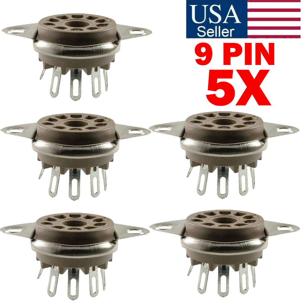 (5PCS)- 9 Pin For Belton Socket, Bottom Mount Micalex .75″ Chassis Hole USA