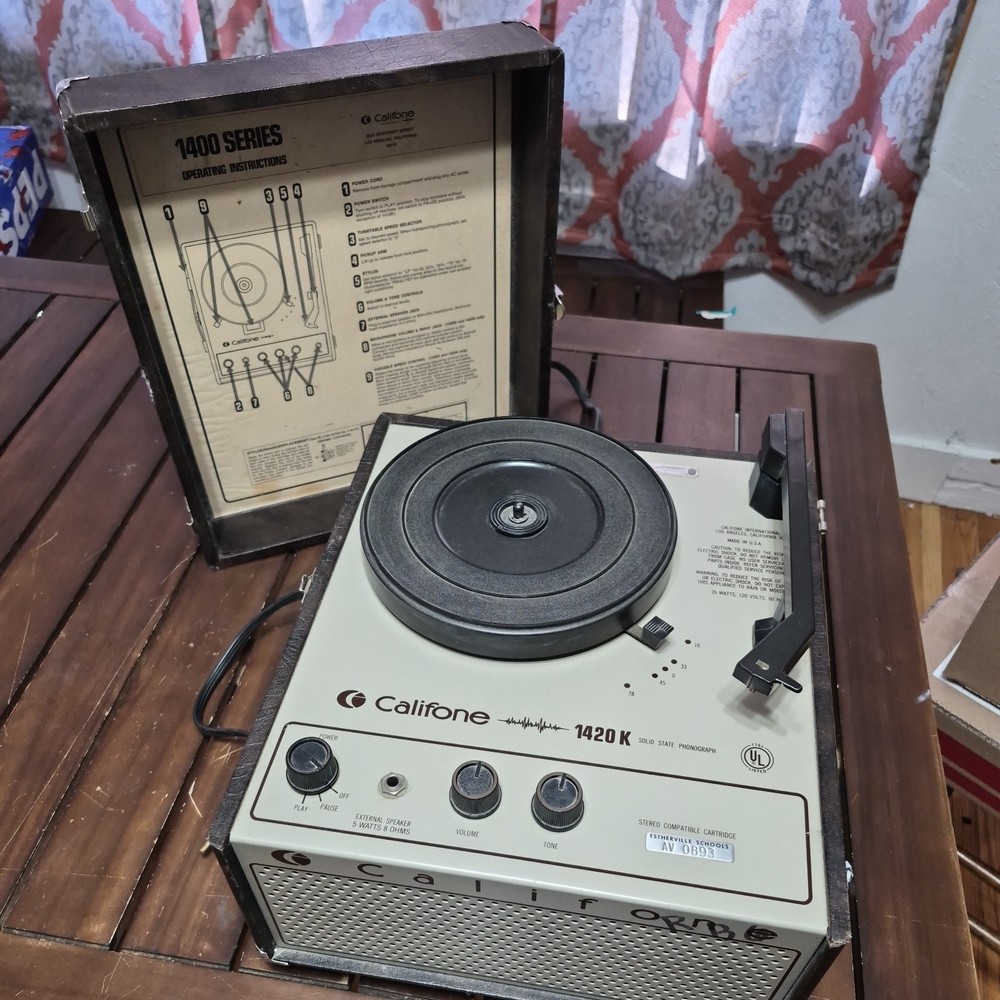 Vintage Califone 1420K Phono Solid State Record Player (16 33 78 45) RPM