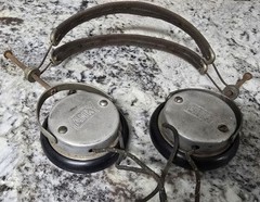 1920s-Era Antique Yanky Headphones with Headband & Cloth Cord – Very Rare Brand!