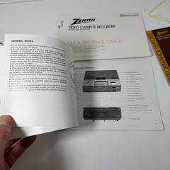 Zenith JR9000W Betatape Quick Guide Manual Registrtion Card Features RARE