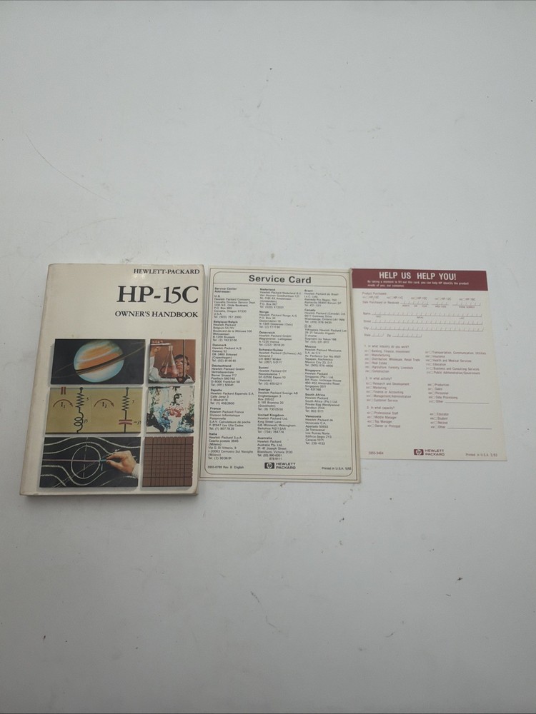Vintage HP-15C Owner’s Handbook User Manual February 1982 Edition