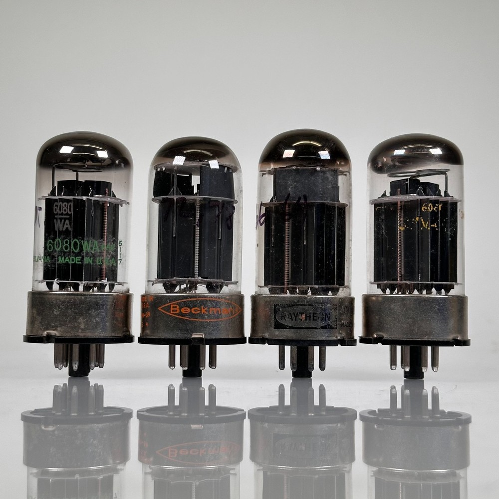 (Set of 4) Vintage Sylvania, Beckman, Raytheon 6080 Vacuum Tubes