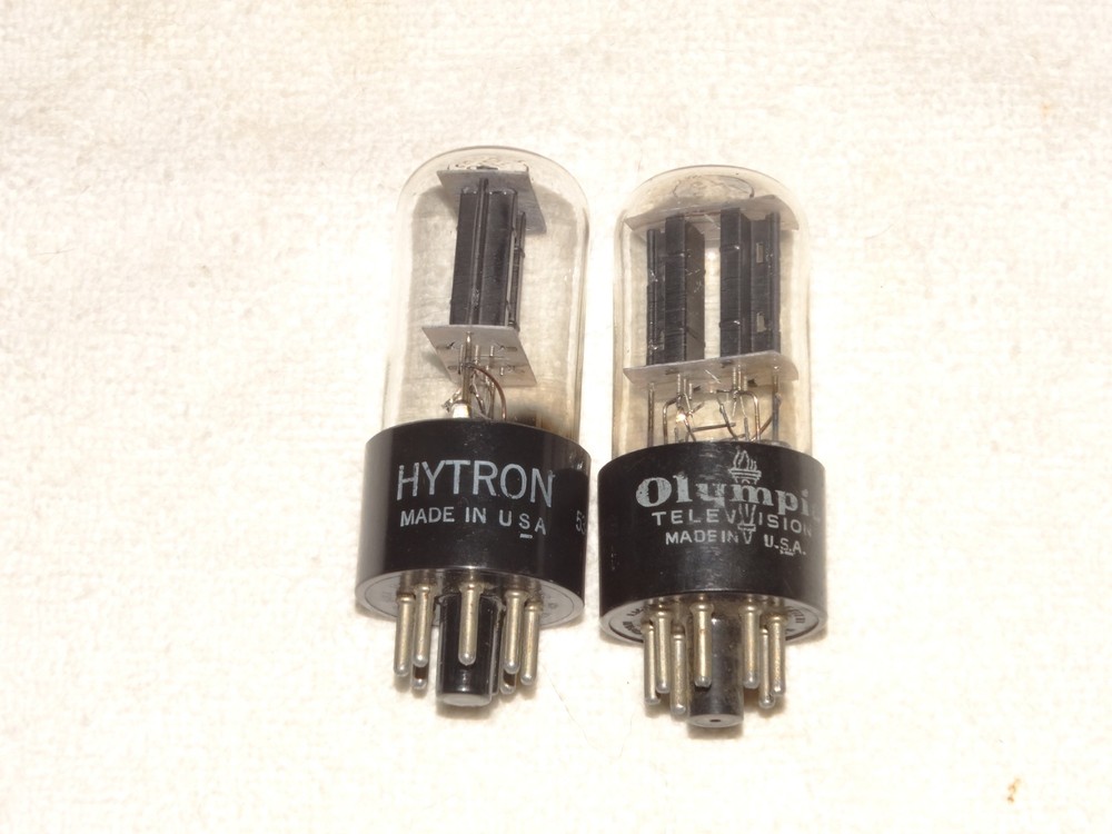 2 x 6sn7gtb Hytron Tubes*Black Plates-D*Clear Glass*Very Strong Testing*#16