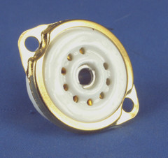 TUBE SOCKET #1 – 9 Pin Miniature Ceramic – Chassis Mount – Gold – USA Ships