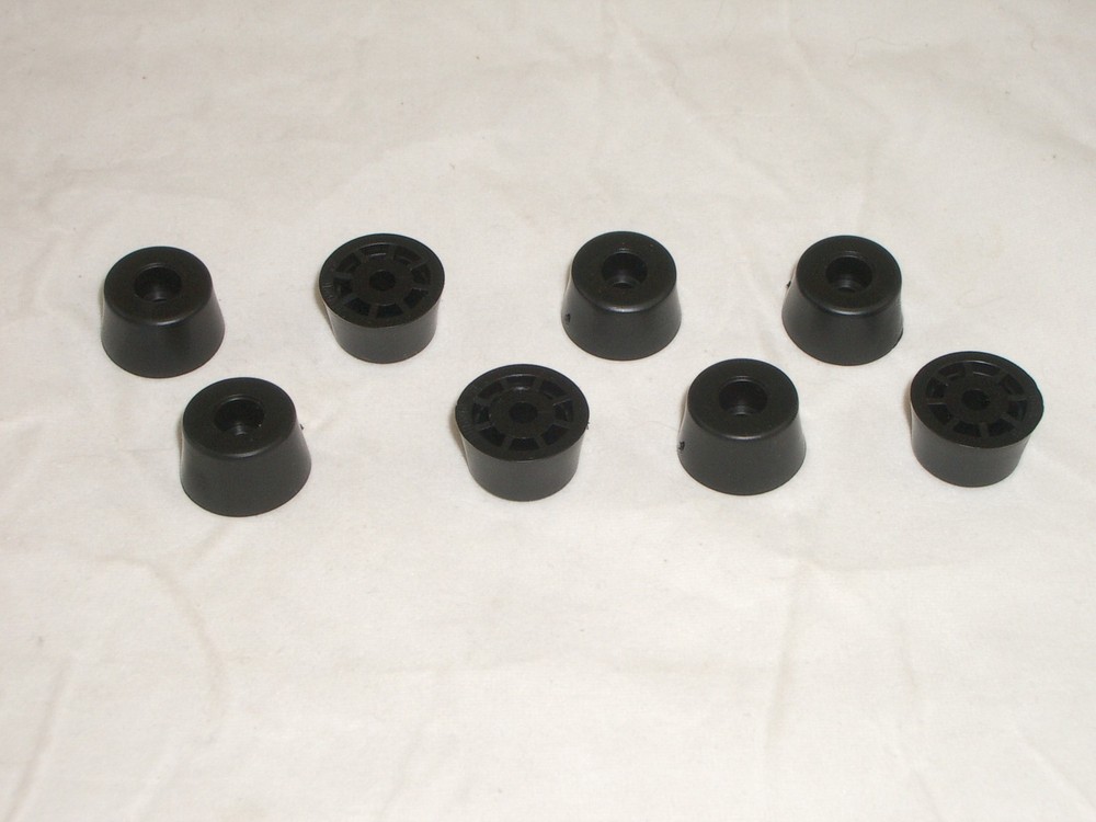 BUDWIG TF6N-P 8PC BLACK PLASTIC CABINET CASE FEET BUMPERS FOR VINTAGE RADIO
