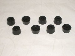 BUDWIG TF6N-P 8PC BLACK PLASTIC CABINET CASE FEET BUMPERS FOR VINTAGE RADIO