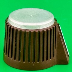 (1) VINTAGE CONTROL KNOB BROWN /Alum FACE ~ 7/8″ Dia 3/4″ Height, 1/4″ Shaft