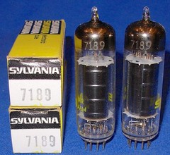 NOS NIB Matched Pair Sylvania 7189 Black Plate Vacuum Tubes