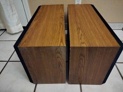 Vintage Pair Technics SB-S407 3 Way 150 Watts Hi-Fi Speakers Tan Cabinet W/Grill