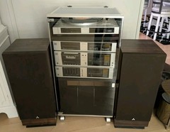 Mitsubishi Audio Cabinet w/ Stereo, Cassette, Amplifier, Turntable, and Speaker