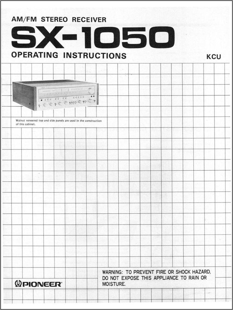 Pioneer SX-1050 Stereo Receiver Owners Manual