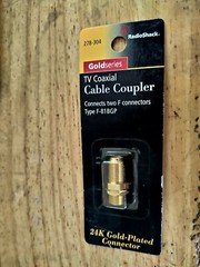 RADIOSHACK TV COAXIAL CABLE COUPLER GOLD SERIES 278-304