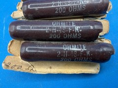 Lot of 4 Ohmite 200 Ohm Vintage Wirewound 2848FK Power Resistors RE