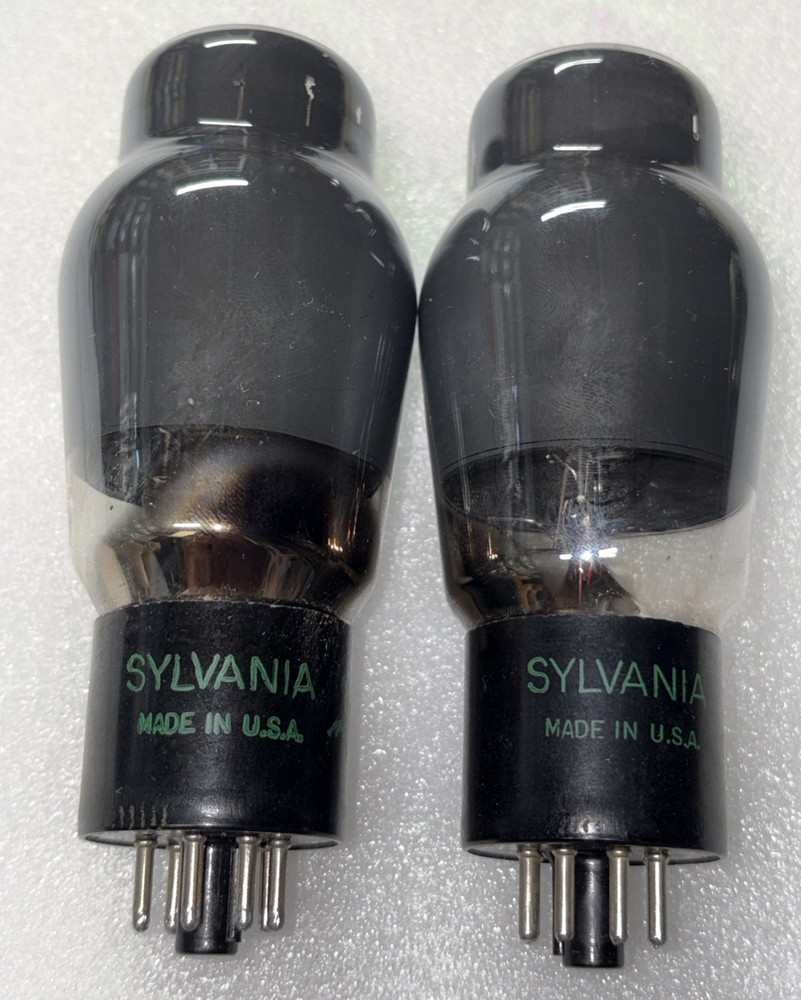 Matched Pair Sylvania 6L6G Smoke Glass Vacuum Tubes Amplitrex Tested Strong