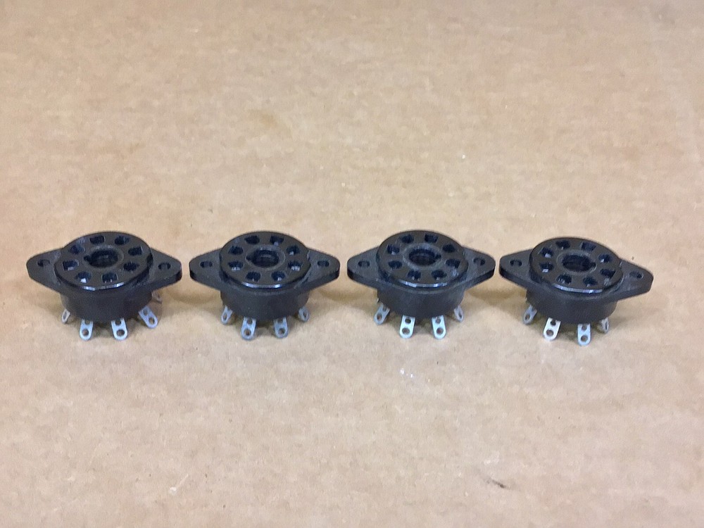 (4) Four Eight Pin Octal Vacuum Tube Socket Vintage 1960s Bakelite 8-Pin