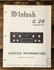 McIntosh C-28 C28 Preamp / Preamplifier Service Manual *Original* #2