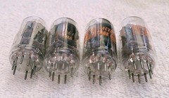 Very Strong Quad RCA 12AU7A Clear Top Grey Plate Side [] Getter