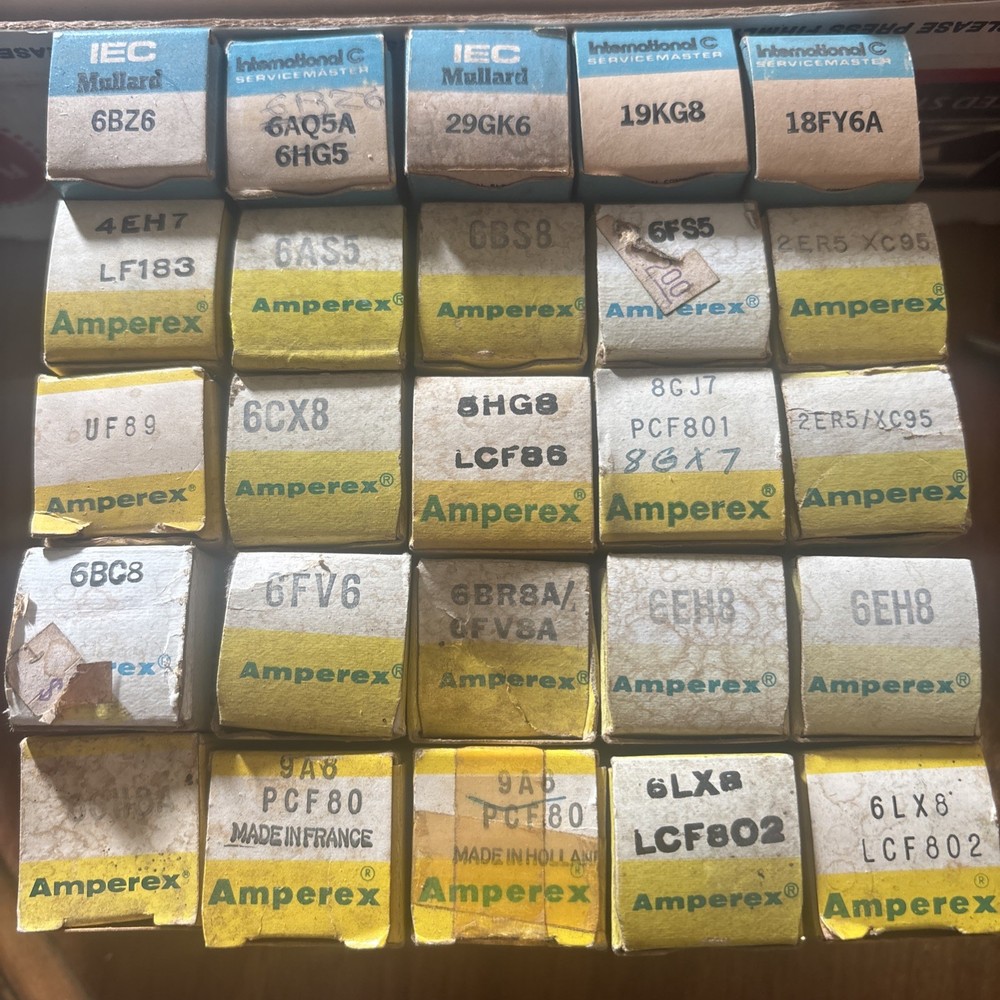 Lot/27 Amperex Mullard NOS Tubes 6BZ6/4EH7/UF89/6BC8/6GH8A/6FV6/8GX7/6LX8 Etc..