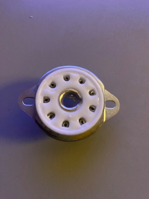 TUBE SOCKET – 9 Pin Loctal Ceramic – Chassis (TOP) Mount – Silver Plate – (1pc)
