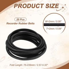 20Pcs Recorder Rubber Belts 75-100mm Mix Square Cassette Recorder(2mm Width)