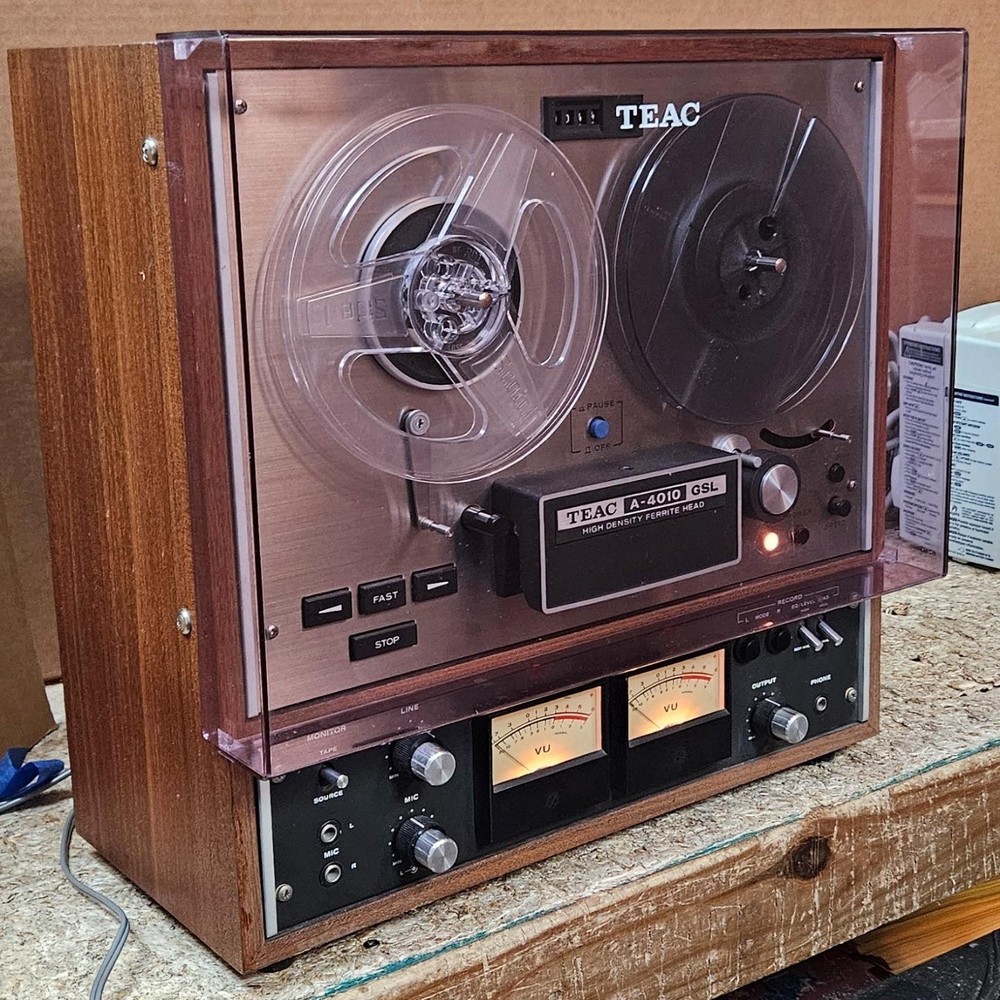 BEAUTIFUL TEAC A-4010GSL 4010 GSL 7 INCH REEL TO REEL WITH ORIGINAL DUST COVER !