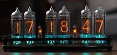 Nixie tube clock. IN-14 6 digits tubes. Carbon fiber case. USB-type C