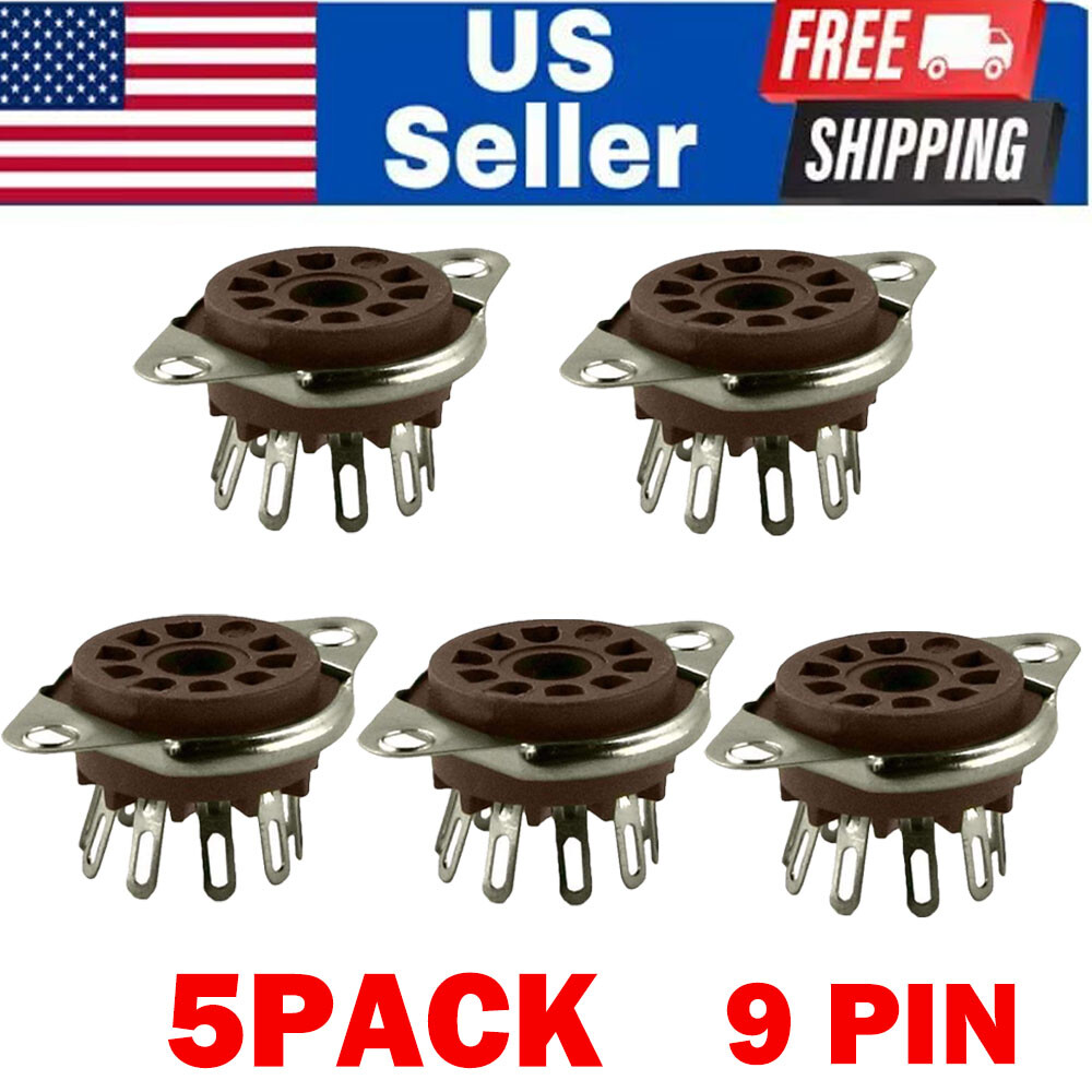 (5PACK)- 9 Pin For Belton Socket, Bottom Mount Micalex .75″ Chassis Hole US