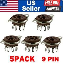 (5PACK)- 9 Pin For Belton Socket, Bottom Mount Micalex .75″ Chassis Hole US