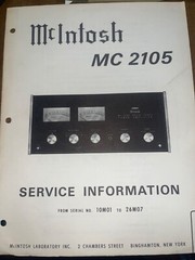 McIntosh MC-2105 Service Manual Pre-Amplifier Original 10M01 26M07