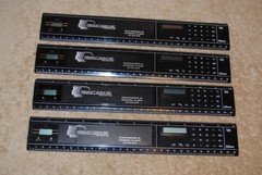 4 Vintage Rulers with Calculator & Clock Made in Taiwan Product Guild Promo