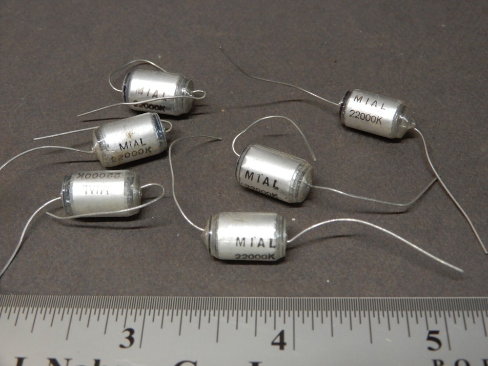 Mial Polystyrene Capacitors .022uf 100V? 60V? 22000K Qty 6 NOS