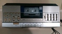 Vintage GE Model 7-4965A Digital Alarm Clock Radio AM/FM Cassette Recorder Works