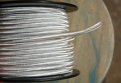 White Cloth Covered 3-Wire Round Cord, 18ga. Vintage Lamps Antique Lights, rayon