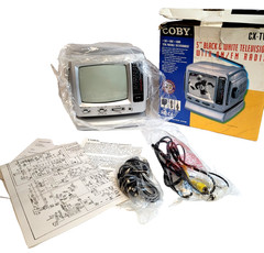 Coby CX-TV1 Black White 5-inch Portable VHF/UHF TV with AM/FM Radio New