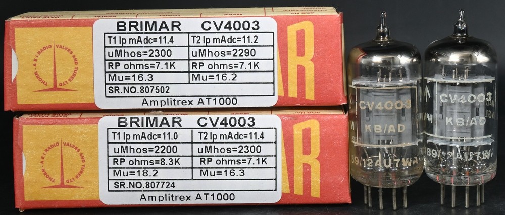 Platinum Grade Matched Pair 1960s CV4003 Brimar Top Ring Getter Amplitrex Tested