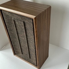 Vintage Bookshelf Speaker Wood Grain Single 14in Brown Fabric Grill