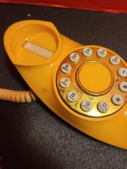 Vintage Genie Space Age Phone Push Button Cream Brown MCM USA Works + 15’ Cord