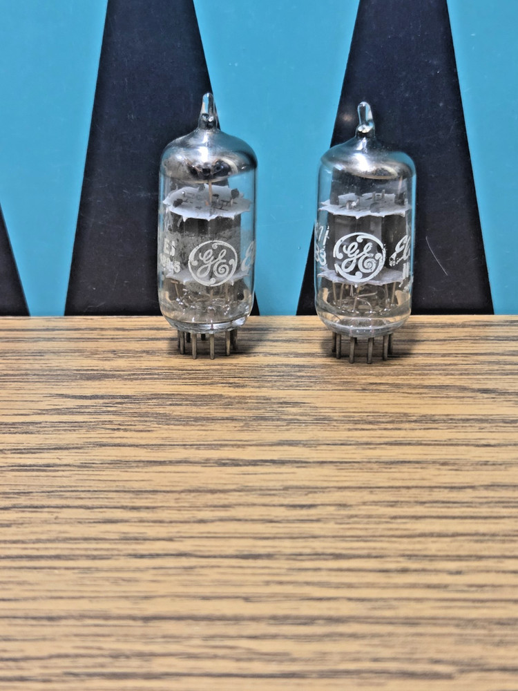 12AX7 ECC83 GE Tube Pair Gray Plate O Get Guitar Tube Amp TV7 Tested Strong 87%