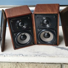 Realistic Minimus 7W Walnut Speakers Pair Recapped Tested 5-Way Posts