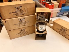 4 NOS 1942 USN CRC 34 Audio Pentode Silver Plate Audio Vacuum Tube US Navy Box